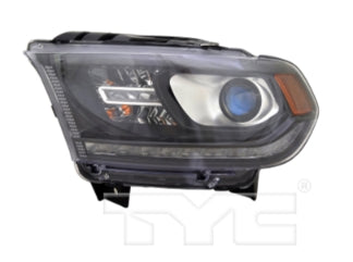 DODGE DURANGO 2011-2025 — HALOGEN HEADLIGHT LH; BLACK BEZEL; W/ LED DRL; W/O LOGO; 2016-2020 CAPA