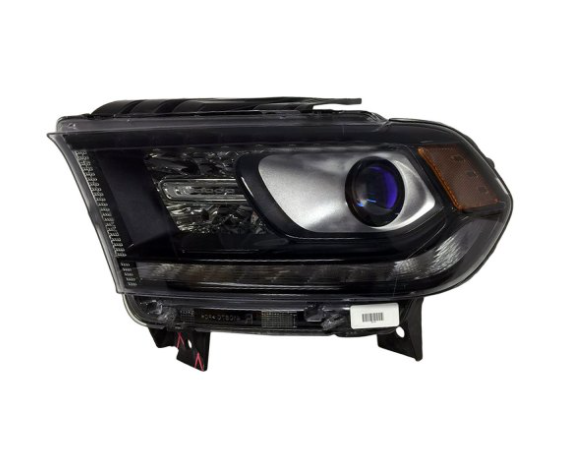 DODGE DURANGO 2011-2025 — HALOGEN HEADLIGHT LH; BLACK BEZEL; W/ LED DRL; W/O LOGO; 2016-2020