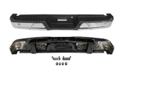 FORD PICKUP F150 2021-2023 — REAR STEP BUMPER ASS'Y; CHROME; W/ PARK SENSORS; W/O ACTIVE ASSIST & HITCH; F-150/RESPONDER 2021-2023 (EXC RAPTOR/TREMOR)