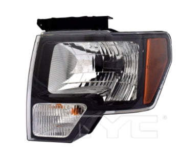 FORD PICKUP F150 2009-2014 — HALOGEN HEAD LIGHT LH; BLACK; LIGHTDUTY/ SVT_RAPTOR 2010-2014