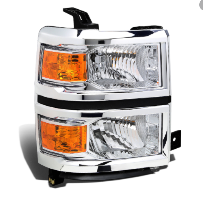 CHEVROLET SILVERADO PICKUP 2014-2018 — HALOGEN HEADLIGHT RH; CHROME; 1500 2014-2015