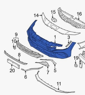 HYUNDAI ELANTRA 2024-2025 — FRONT BUMPER PRIMED; W/ 2 SENSORS; W/O N & N-LINE; LUXURY; 2024-2025 (86510AABA0)