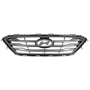 HYUNDAI SONATA 2015-2017 — FRONT GRILLE; PTD-SILVER-GRAY; W/CHR/BLK MLDING; W/O AUTO CRUISE; SONATA SPORT 15-17