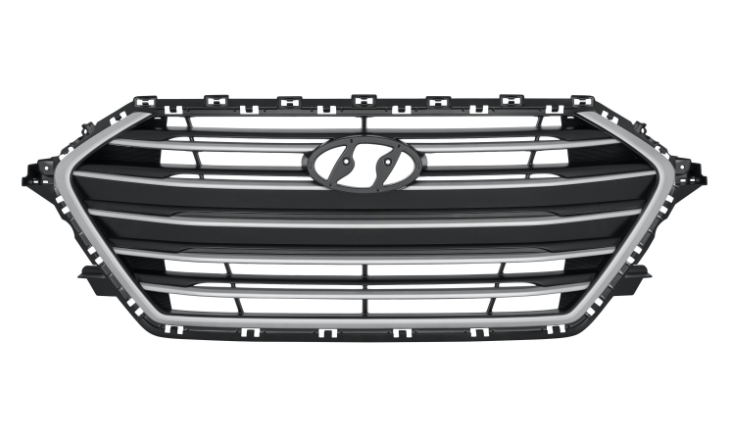 HYUNDAI ELANTRA 2017-2018 — FRONT GRILLE; KOREA BUILT; SILVER/BLACK; W/O CHROME; SEDAN 2017-2018 ( EXC SPORT )