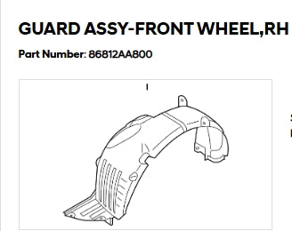HYUNDAI ELANTRA 2021-2023 — FRONT FENDER LINER RH; VACUUM /INSULATION FOAM; 1.6T N-LINE; SEDAN 2021-2023