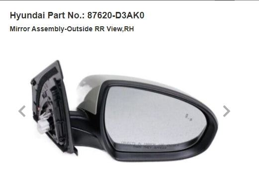 HYUNDAI TUCSON 2016-2021 — MIRROR RH; PTM COVER; POWER/BSD/HEATED; TUCSON 2019-2021