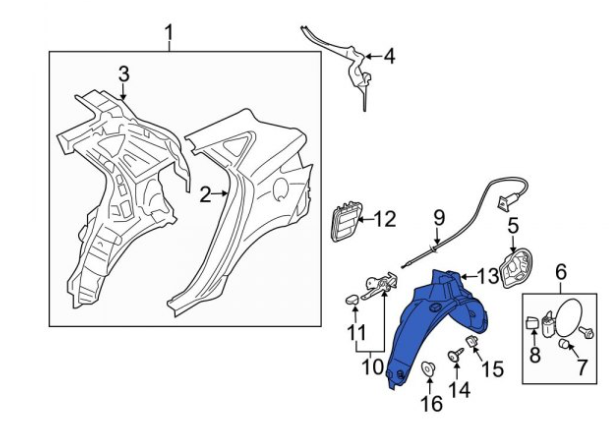 HYUNDAI TUCSON 2010-2015 — REAR FENDER LINER RH; INJECTIOM MOLD; TUCSON 2010-2013
