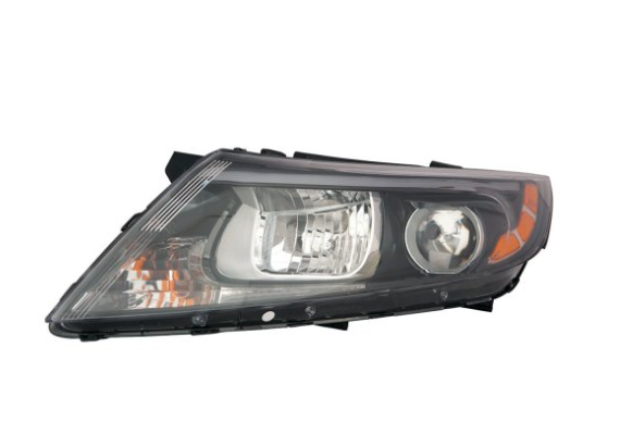 KIA OPTIMA 2011-2015 — HALOGEN HEADLIGHT LH; W/O LED; FOR EX/LX; USA BUILT; BLACK BEZEL; OPTIMA 2014-2015