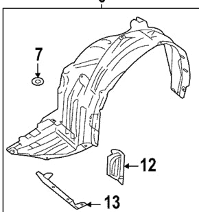 SUBARU WRX 2022-2025 — FRONT FENDER LINER LH; INJECTION MOLD; 2022-2024 CAPA