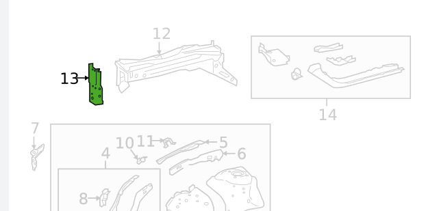 TOYOTA COROLLA 2020-2025 — FRONT BUMPER MOUNTING PLATE LH; USA BUILT; SEDAN 2020-2025