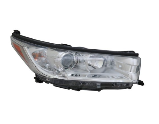 TOYOTA HIGHLANDER 2014-2019 — HEADLIGHT RH; CHROME BEZEL; W/O DRL; FITS LE/LE PLUS/XLE; HIGHLANDER/HYB 2017-2019