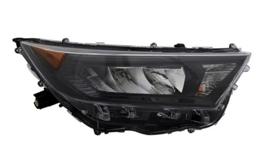 TOYOTA RAV4 2019-2025 — HEADLIGHT RH; BLACK BEZEL; LE TRIM; W/O HYB; N-AMERICA BUILT; 2019-2025 CAPA