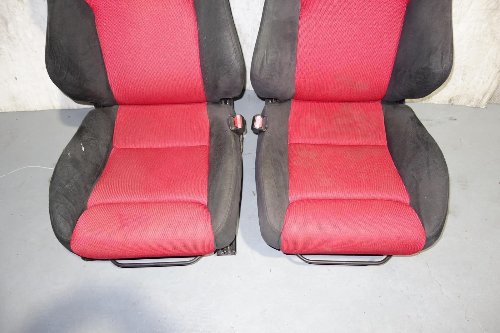 JDM Honda Civic Type R Ep3 Recaro Seats Front Recaros Seat With Rails Red / Black 2001 2002 2003 2004 2005
