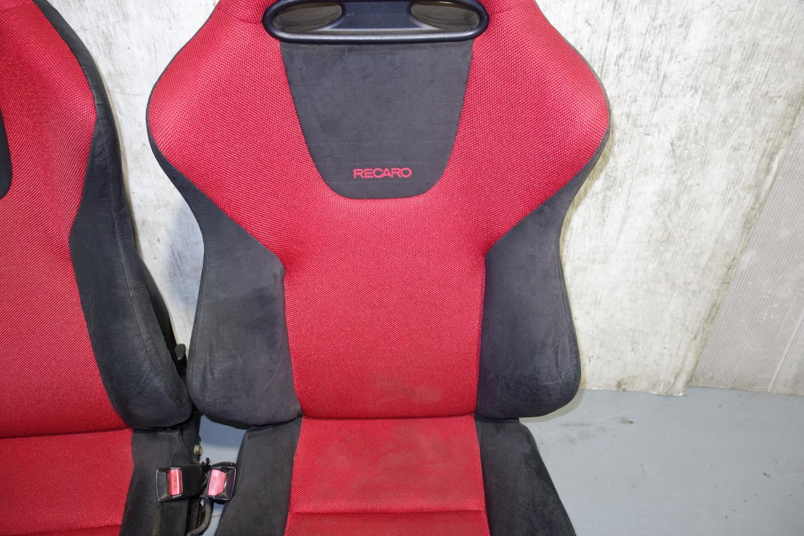 JDM Honda Civic Type R Ep3 Recaro Seats Front Recaros Seat With Rails Red / Black 2001 2002 2003 2004 2005