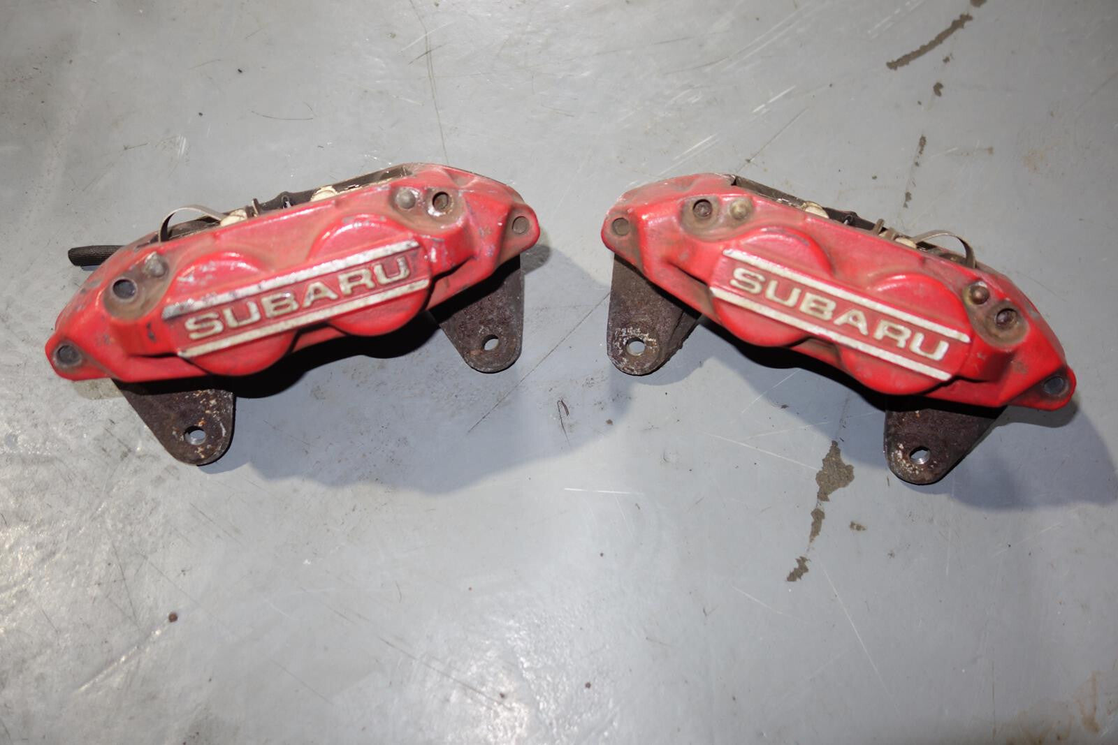 JDM Subaru Impreza WRX STi Legacy Forester Front 4 Pot Piston Brake Calipers RED
