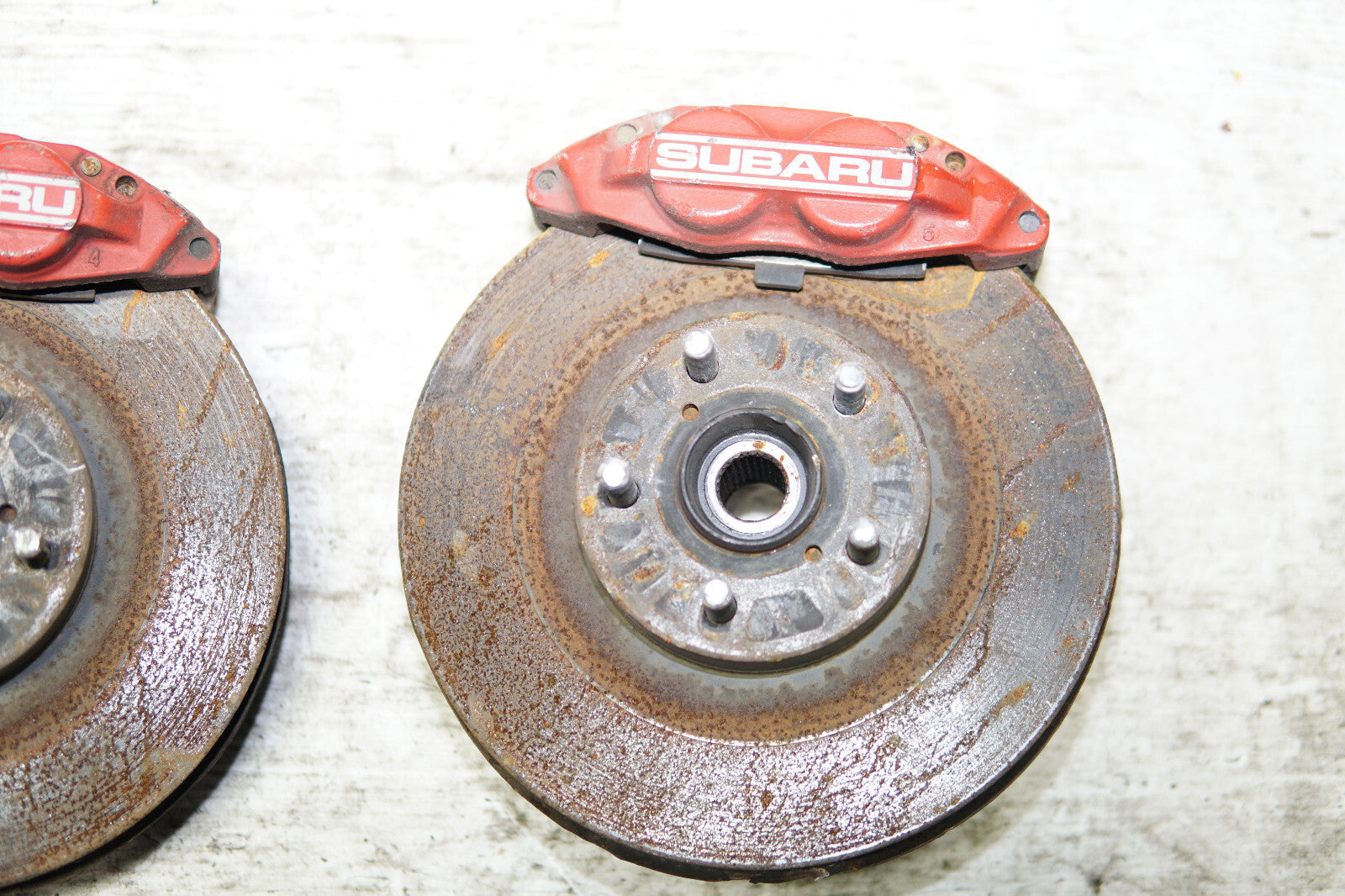JDM Subaru Impreza WRX STi Forester 4 Pot Piston Brake Calipers Hubs Knuckles