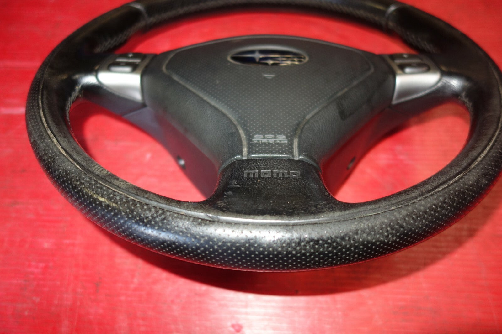 JDM Subaru Forester OEM Momo Leather Steering Wheel & Hub SG5 2003-2008 #6204