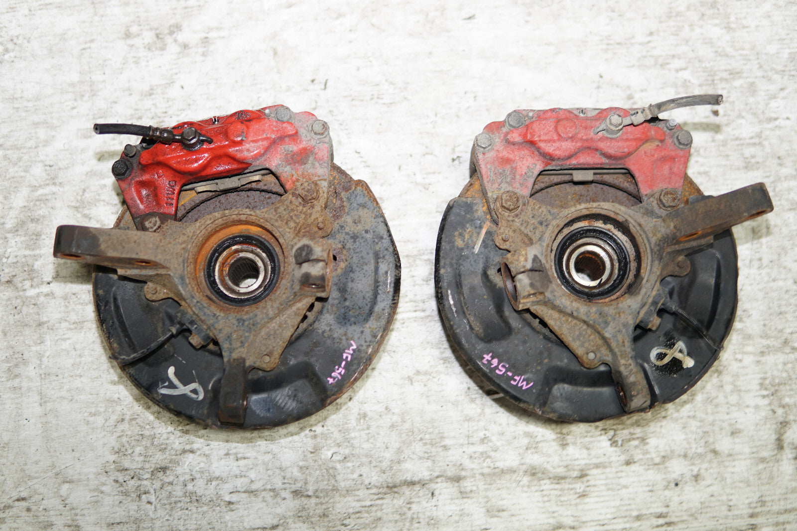 JDM Subaru Impreza WRX STi Forester 4 Pot Piston Brake Calipers Hubs Knuckles