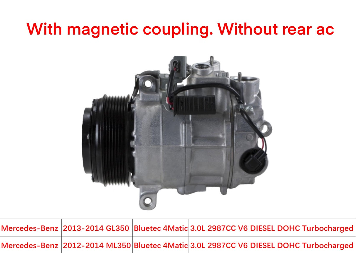 MERCEDES M-CLASS 2012-2015 — A/C COMPRESSOR; 7 GROOVE 3.0T V6 DIESEL; W/O REAR AC; CHECK BEFORE ORDER ( 4S PN 168321)