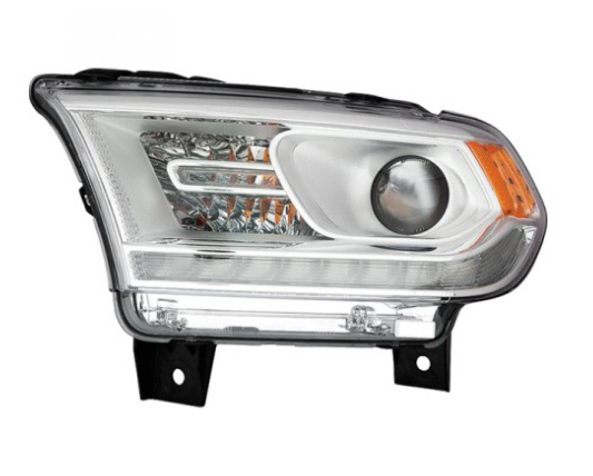 DODGE DURANGO 2011-2025 — DRIVER SIDE HALOGEN HEADLIGHT; W/ LED-DRL; CHROME BEZEL; DURANGO 2016-2020