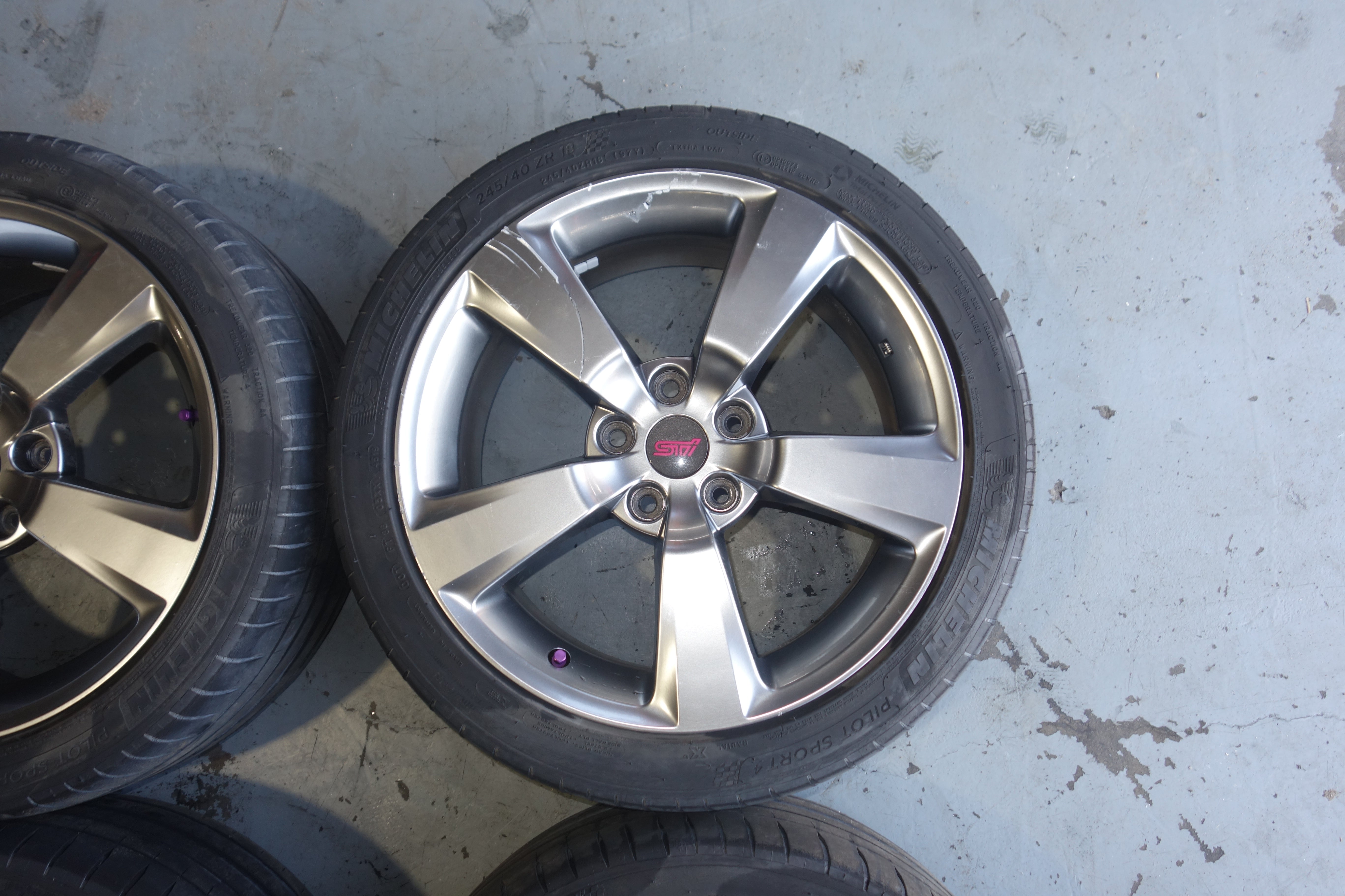 JDM Subaru WRX STI GRB OEM 5x114.3 18x8.5 +55 Lightweight Alloy Wheels with Tires 245/40R18
