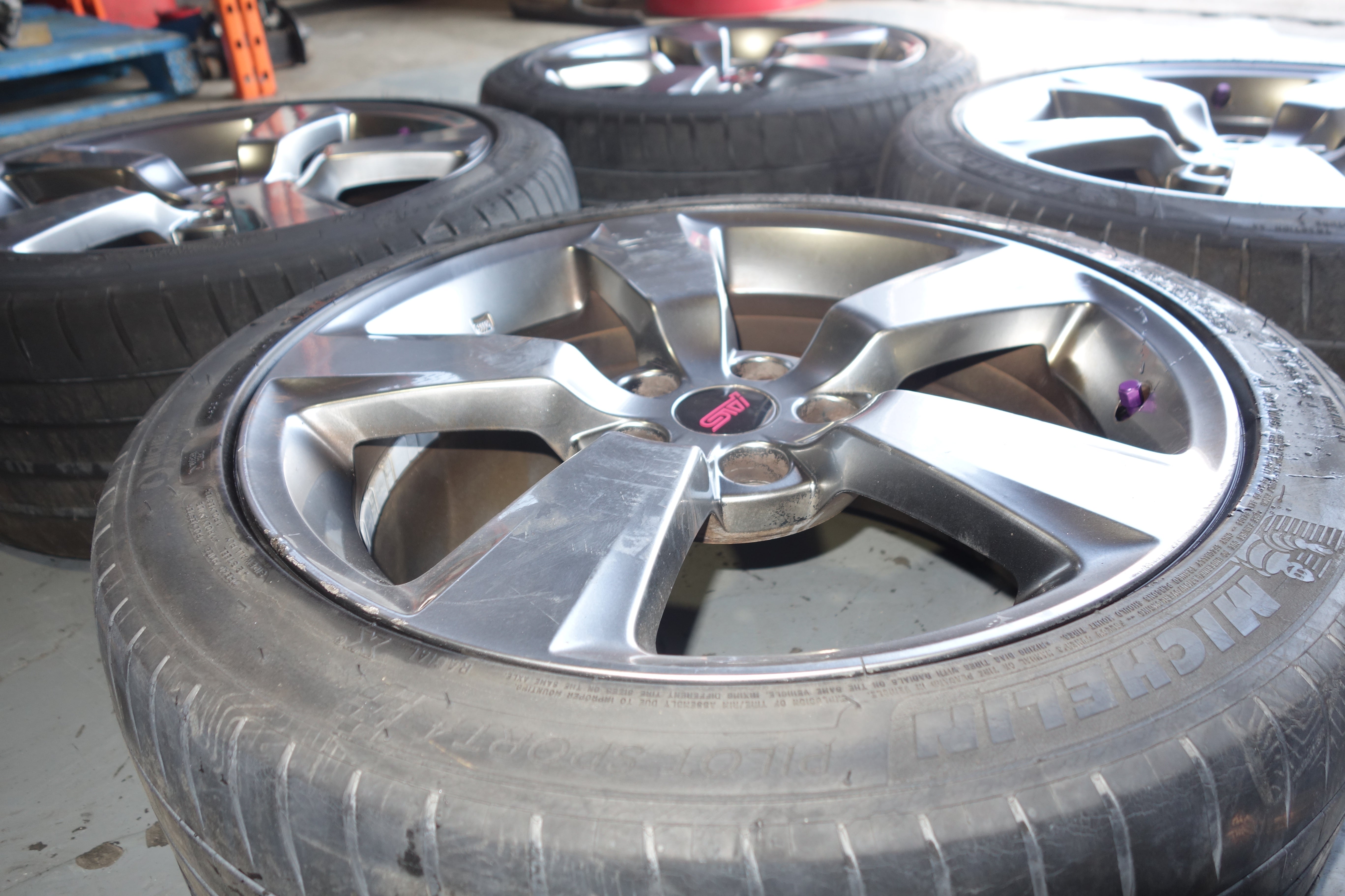 JDM Subaru WRX STI GRB OEM 5x114.3 18x8.5 +55 Lightweight Alloy Wheels with Tires 245/40R18