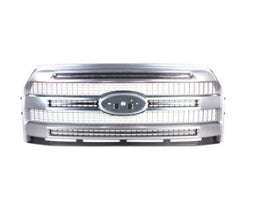 FORD PICKUP F150 2015-2017 — GRILLE; W/O CAMERA & NOSTRILS; 3-PAINTED SILVER BARS/CHROME SURROUND; FOR PLATINUM; 2015-2017 (OE FL3Z8200MA)