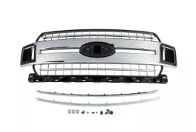 FORD PICKUP F150 2018-2020 — GRILLE; CHROME ACCENT BARS/SILVER GRAY GRID; FOT XLT; 2018-2020 (OE JL3Z8200EB)