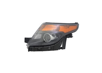 FORD EXPLORER 2011-2015 — HALOGEN HEADLIGHT LH; BLACK; W/O LOGO; SPORT PKG; 2013-2015