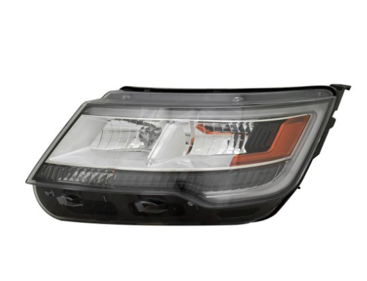 FORD EXPLORER 2016-2019 — HEADLIGHT LH; CHROME; W/O SIGNATURE; BASE/XLT MODELS; 2016-2018 (TO 4/18) 2019; POLICE 2016-2019 CAPA