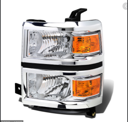 CHEVROLET SILVERADO PICKUP 2014-2018 — HALOGEN HEADLIGHT LH; CHROME; 1500 2014-2015 CAPA