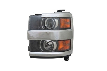 CHEVROLET SILVERADO PICKUP 2014-2018 — HEADLIGHT LH; CHROME TRIM; FOR 2500/3500; 2015-2019 CAPA