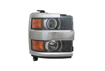 CHEVROLET SILVERADO PICKUP 2014-2018 — HEADLIGHT RH; CHROME TRIM; FOR 2500/3500; 2015-2019