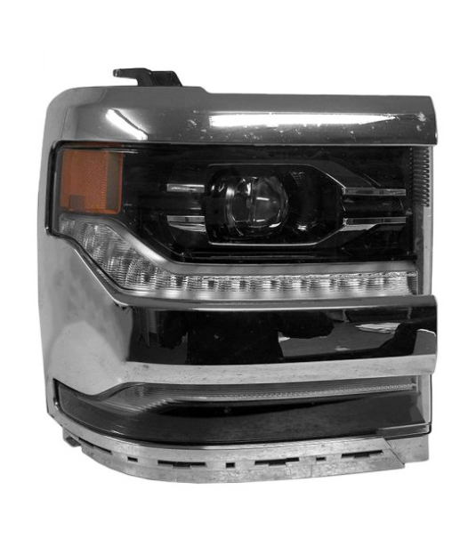 CHEVROLET SILVERADO PICKUP 2014-2018 — LED HEADLIGHT RH; CHROME BEZEL; 1500 2016-2018 CAPA