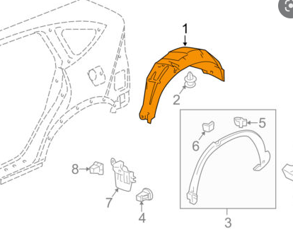HYUNDAI ELANTRA 2017-2018 — REAR FORWARD FENDER LINER RH; KOREA BUILT; 1.4T/2.0L; SEDAN 2017-2018