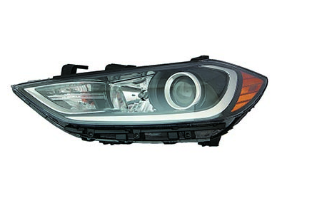 HYUNDAI ELANTRA 2017-2018 — HEAD LAMP HALOGEN LH; USA BUILT ; W/O DRL IN BUMPER ; SEDAN 2017-2018