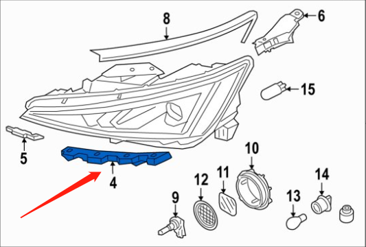 HYUNDAI ELANTRA 2019-2020 — LOWER OUTER HEAD LIGHT BRACKET RH; ELANTRA 2019-2020