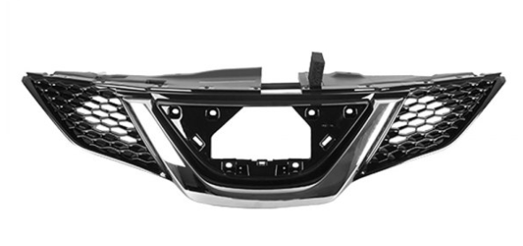 NISSAN QASHQAI 2017-2023 — FRONT GRILLE; W/O CAMERA; BLACK/CHROME-MOLDING; QASHQAI/ROGUE SPORT 2018-2019