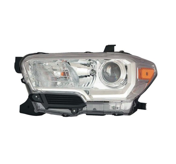 TOYOTA TACOMA 2016-2023 — HEAD LAMP HALOGEN LH; CHROME; W/O LED DRL & FOG; FOR SR; 2016-2018 CAPA