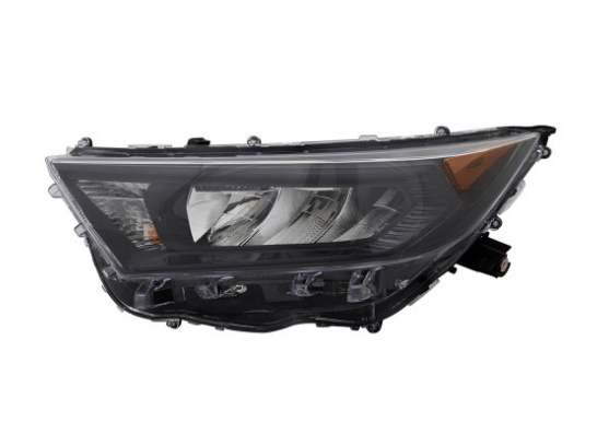 TOYOTA RAV4 2019-2025 — HEADLIGHT LH; BLACK BEZEL; LE TRIM; W/O HYB; N-AMERICA BUILT; 2019-2025 CAPA