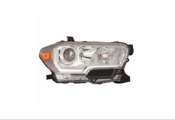 TOYOTA TACOMA 2016-2023 — HEAD LAMP HALOGEN RH; CHROME; W/O LED DRL & FOG; FOR SR; 2016-2018 CAPA