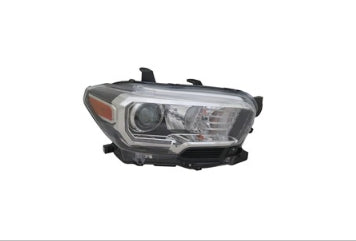 TOYOTA TACOMA 2016-2023 — HALOGEN HEADLIGHT RH; BLACK; HALOGEN FOG; W/ LED DRL; 2016-2023
