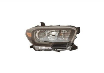 TOYOTA TACOMA 2016-2023 — HALOGEN HEADLIGHT RH; BLACK BEZEL; W/ LED DRL & FOG LIGHT; 2017-2019