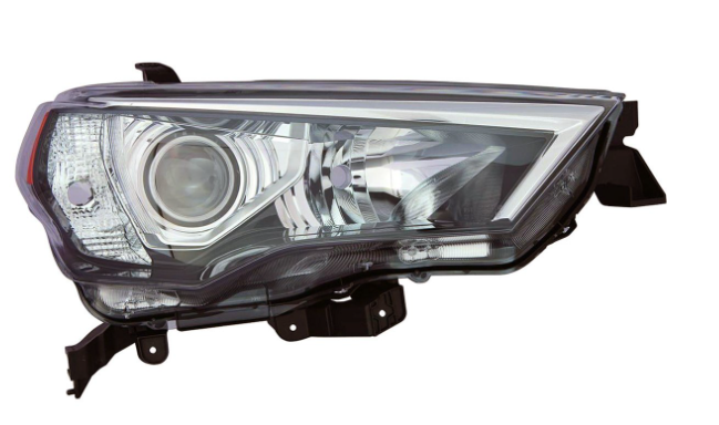 TOYOTA 4RUNNER 2011-2024 — HEADLIGHT RH; BLACK BEZEL/CHROME TRIM; 4RUNNER 2014-2020 CAPA