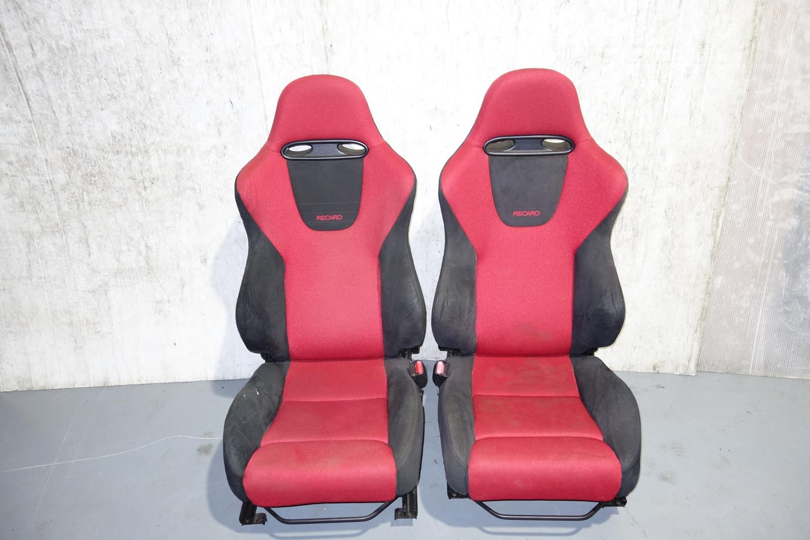 JDM Honda Civic Type R Ep3 Recaro Seats Front Recaros Seat With Rails Red / Black 2001 2002 2003 2004 2005