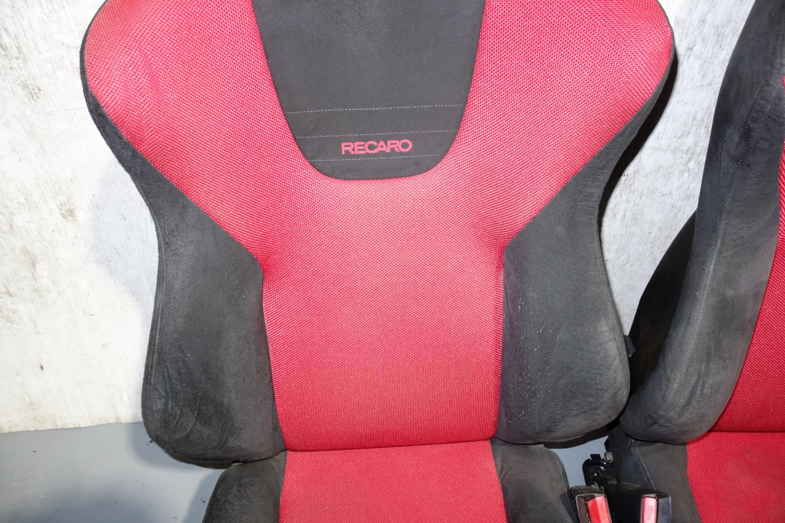 JDM Honda Civic Type R Ep3 Recaro Seats Front Recaros Seat With Rails Red / Black 2001 2002 2003 2004 2005