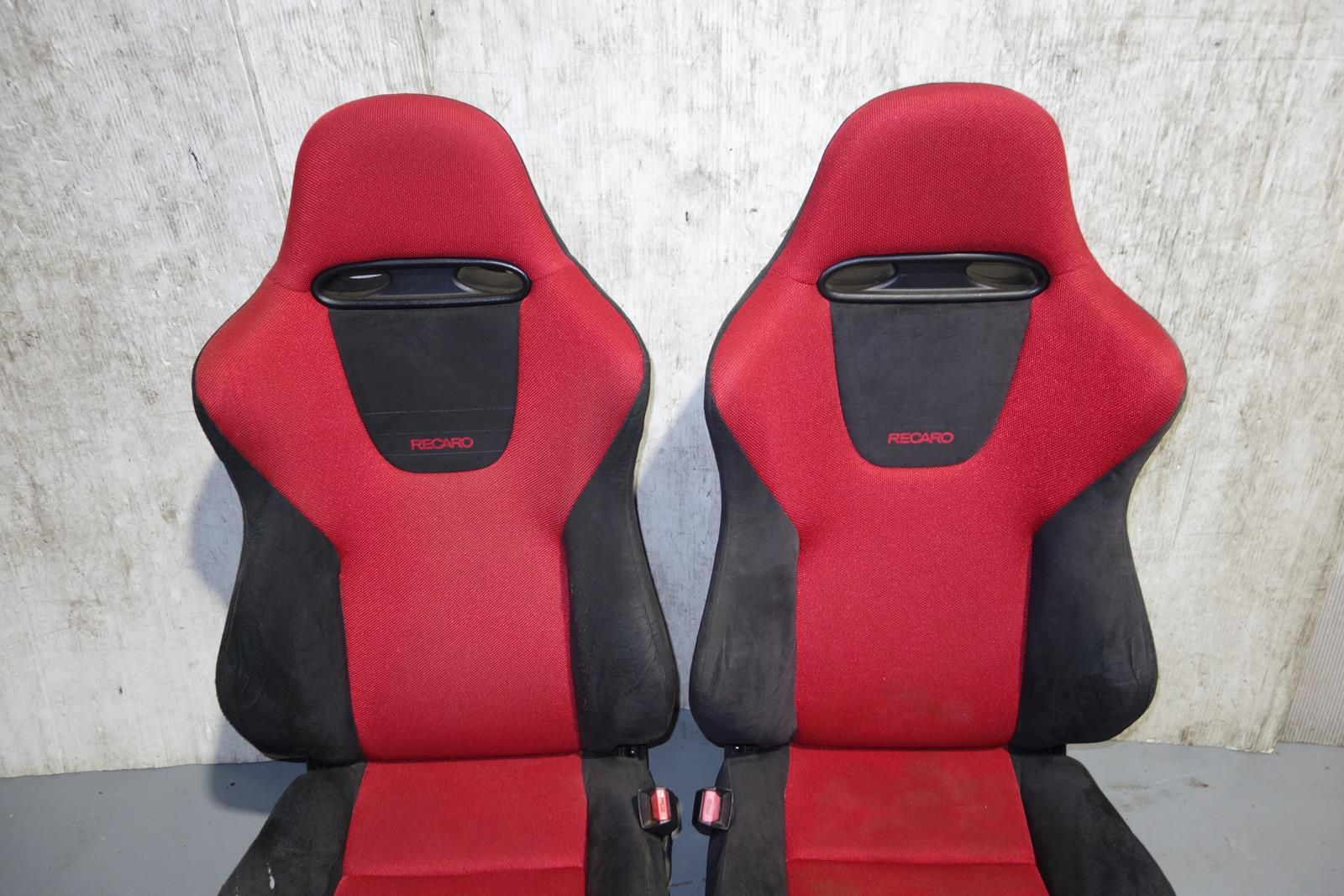 JDM Honda Civic Type R Ep3 Recaro Seats Front Recaros Seat With Rails Red / Black 2001 2002 2003 2004 2005
