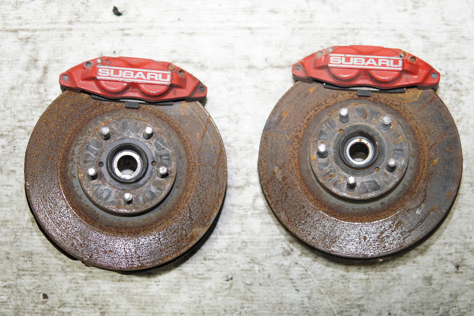 JDM Subaru Impreza WRX STi Forester 4 Pot Piston Brake Calipers Hubs Knuckles