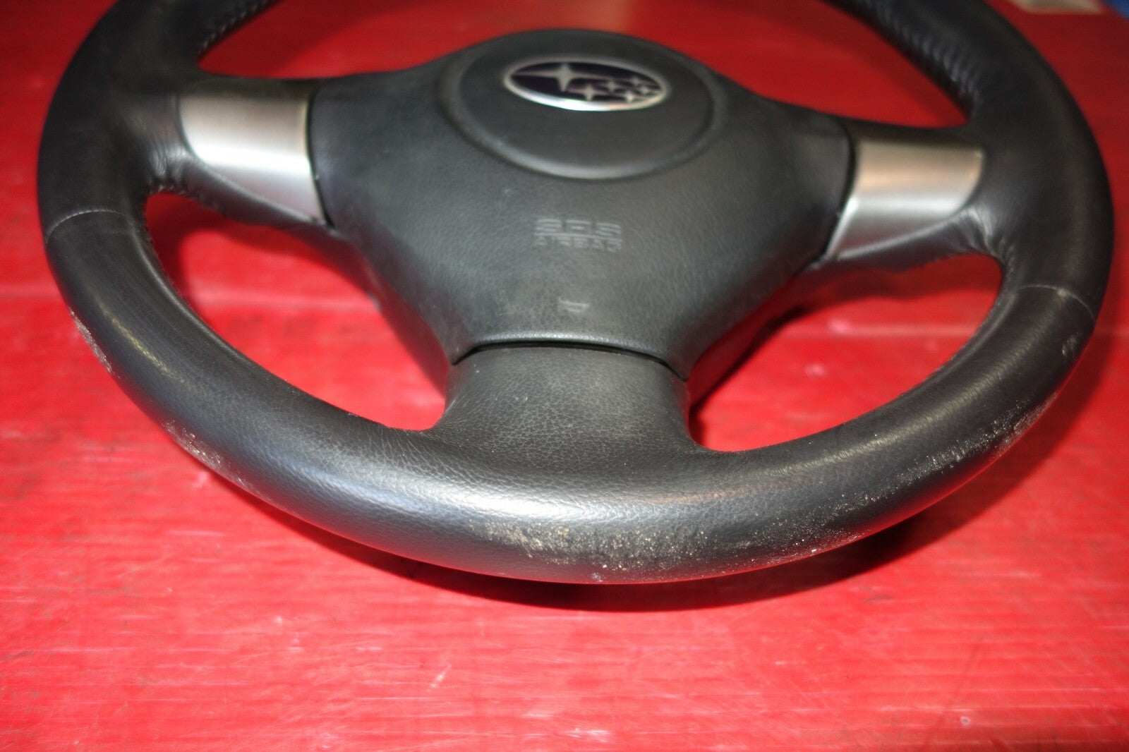 JDM Subaru Impreza Forester Legacy 3 Spoke Leather Steering Wheel & Hub #6211