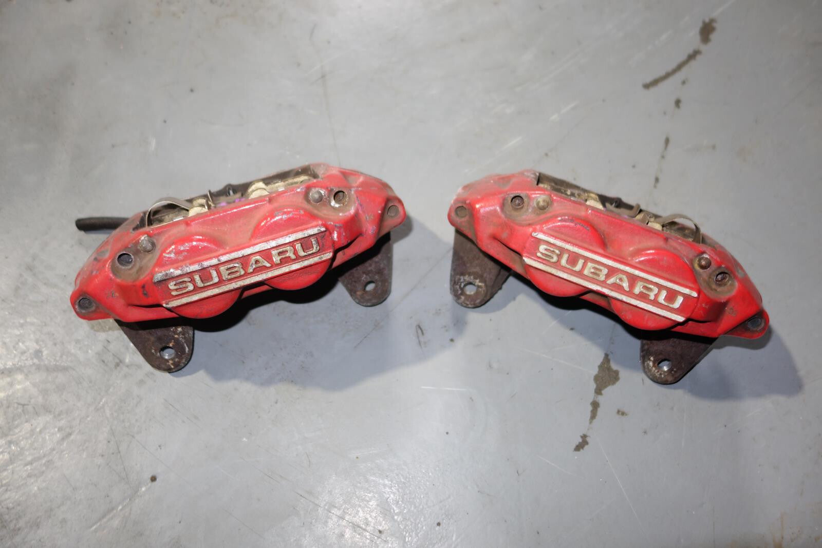 JDM Subaru Impreza WRX STi Legacy Forester Front 4 Pot Piston Brake Calipers RED